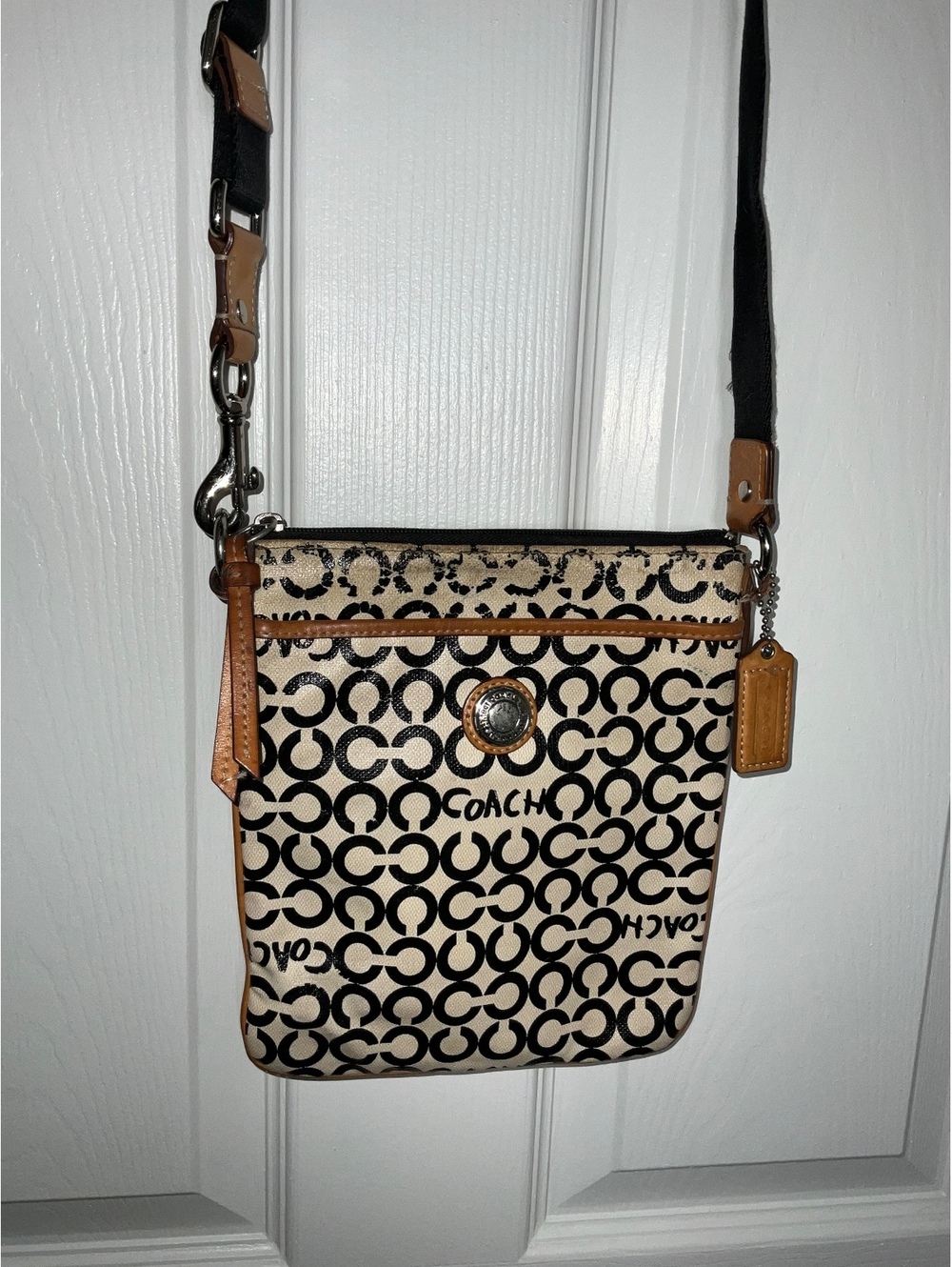 Coach Signature Canvas Crossbody Bag with Leather Trim